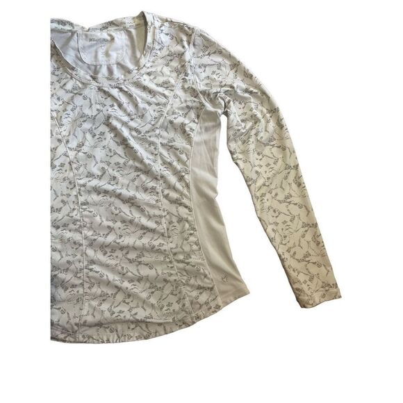 Betsey Johnson Floral Lace Print Sz M Long Sleeve Athletic Top Performance Gray - Picture 5 of 10